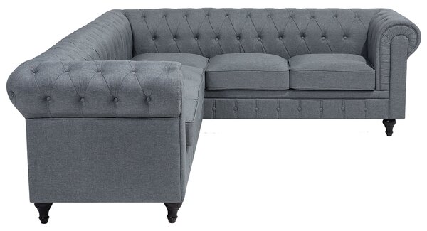 Sarokkanapé 6 személyes CHESTERFIELD Szürke Bal oldali
