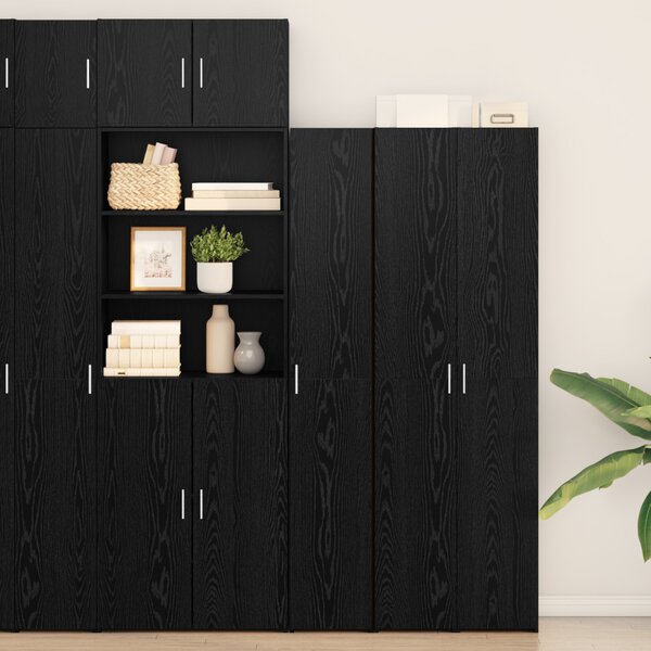 VidaXL fekete tölgy magas tároló 30x42,5x185 cm mérnöki fával