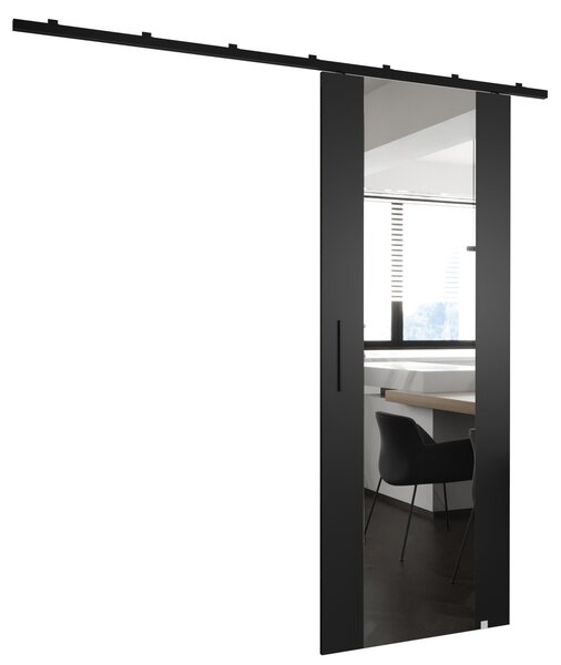 PERDITA 2 tolóajtó tükörrel - 80 cm, fekete