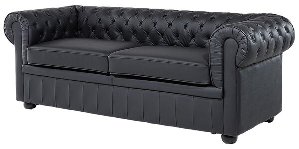 Kanapé 3 személyes CHESTERFIELD Bőr Fekete