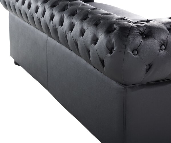 Kanapé 3 személyes CHESTERFIELD Bőr Fekete