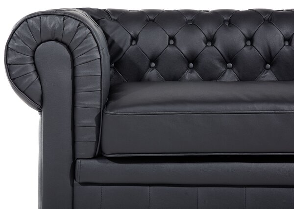 Kanapé 3 személyes CHESTERFIELD Bőr Fekete