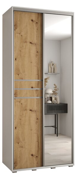ASIRI 11 gardróbszekrény - 120/45 cm, fehér / artisan tölgy / ezüst