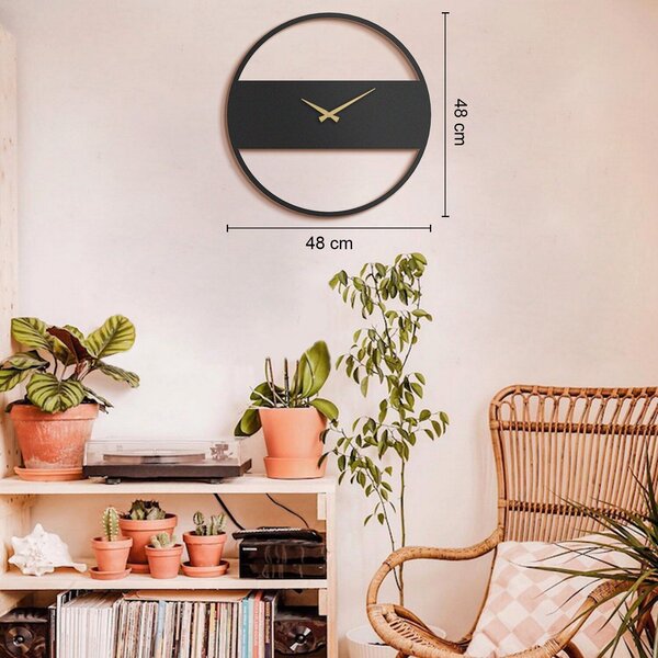 Wallity Decorative Metal Wall Clock Black Stripe Metal Wall Clock - APS103
