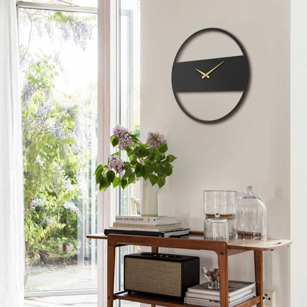 Wallity Decorative Metal Wall Clock Black Stripe Metal Wall Clock - APS103