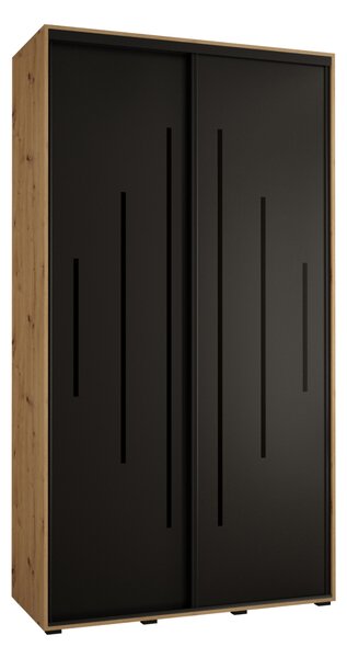 YVONA 12 gardróbszekrény - 140/45 cm, artisan tölgy / fekete / fekete