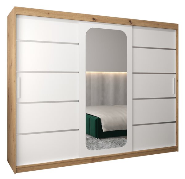 DONICELA 3 tükrös szekrény - 250 cm, artisan / fehér