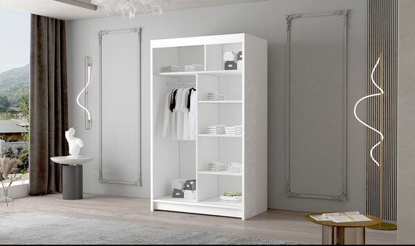 NICA kétajtós gardróbszekrény tükörrel - 120 cm széles, fekete