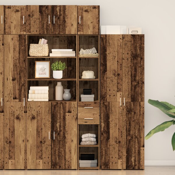Tárolószekrény fiókkal 2 pcs Öreg fa 30 x 42,5 x 225 cm