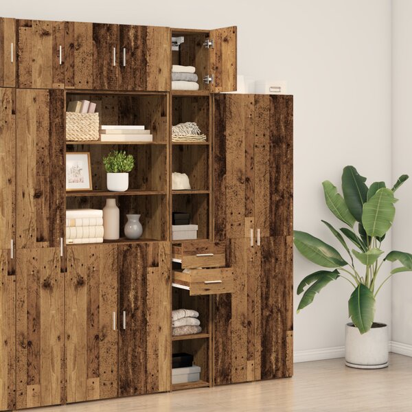 Tárolószekrény fiókkal 2 pcs Öreg fa 30 x 42,5 x 225 cm