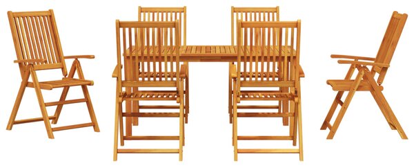 VidaXL Kert étkező szett Összecsukható 7 pcs Barna Tömör Akácfa