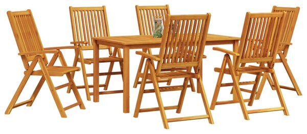 VidaXL Kert étkező szett Összecsukható 7 pcs Barna Tömör Akácfa