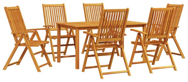 VidaXL Kert étkező szett Összecsukható 7 pcs Barna Tömör Akácfa