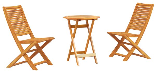 Összecsukható Bistro Szett 3 pcs Barna Tömör Akácfa