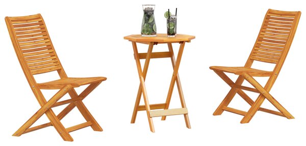 Összecsukható Bistro Szett 3 pcs Barna Tömör Akácfa