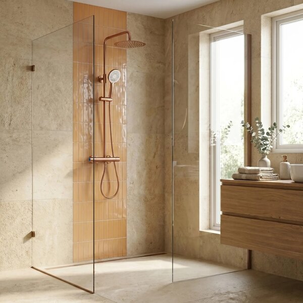 Termosztátos zuhanyszett Drop Brush Copper