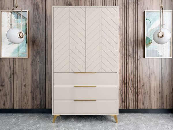 Széles gardrób 104 cm fiókokkal XELA - homokbézs