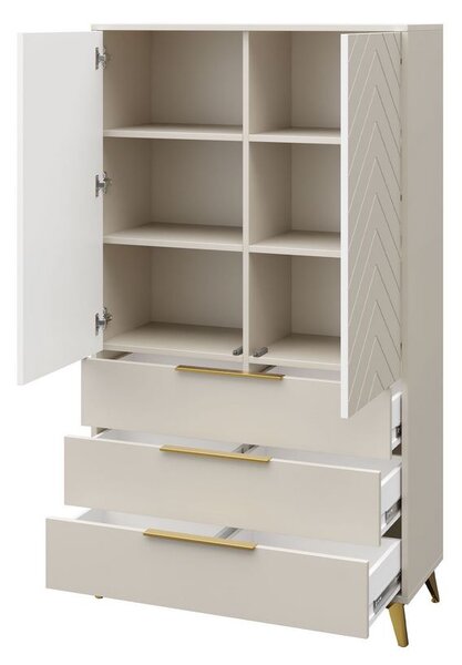 Széles gardrób 104 cm fiókokkal XELA - homokbézs