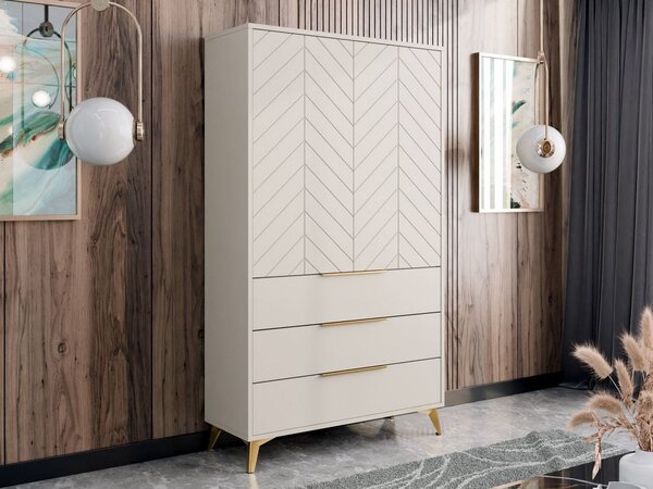 Széles gardrób 104 cm fiókokkal XELA - homokbézs