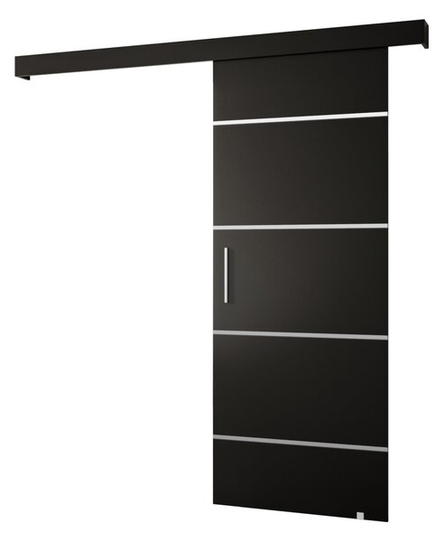 Tolóajtó ezüst fogantyúval SALOME 4 - 80 cm, fekete