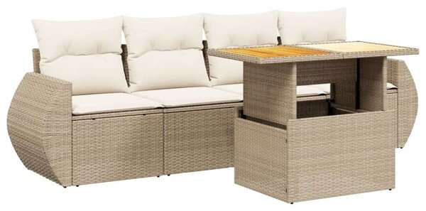 VidaXL Polyrattan Kerti Ülőgarnitúra - 5 részes - Bézs