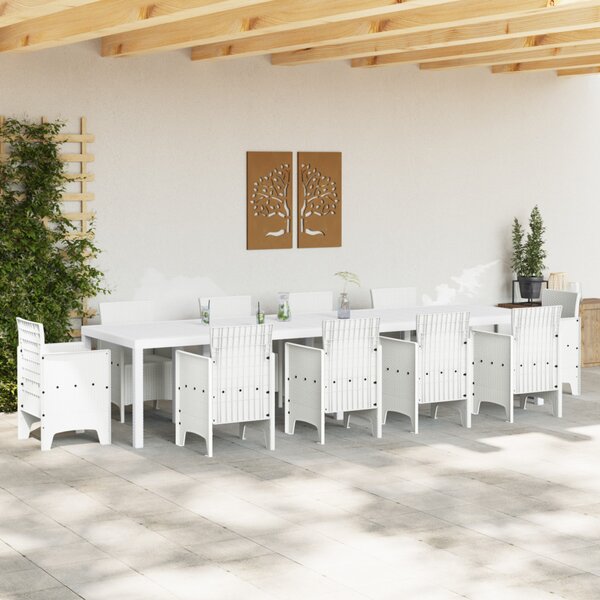 Kerti Asztal Fehér 350 x 100 x 74 cm polirattan