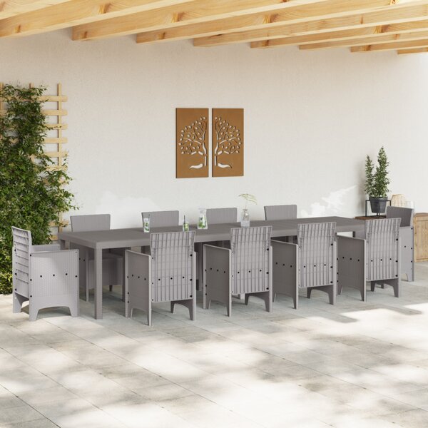 Kerti Asztal Világosszürke 350 x 100 x 74 cm polirattan