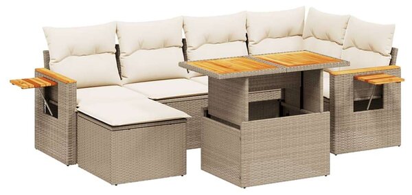Polyrattan Kerti Ülőgarnitúra - 7 részes - Bézs