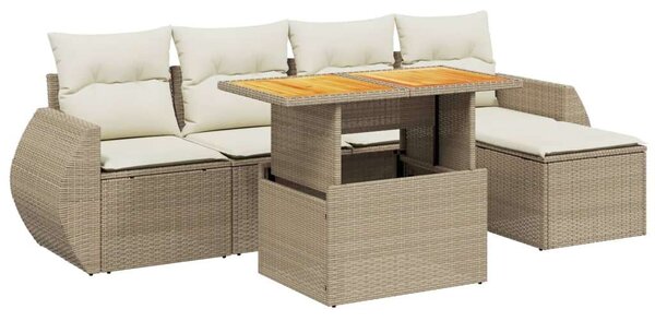 VidaXL Polyrattan Kerti Ülőgarnitúra - 6 részes - Bézs