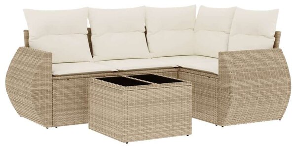 VidaXL Polyrattan Kerti Ülőgarnitúra - 5 részes - Bézs