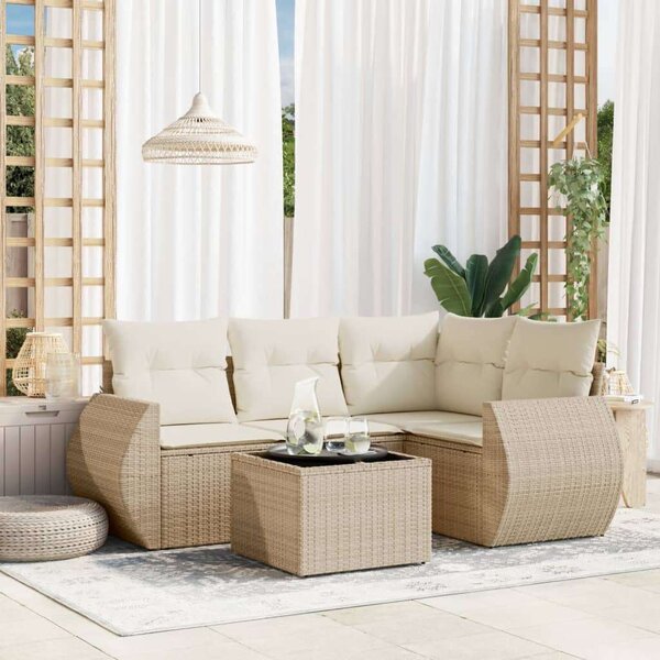 VidaXL Polyrattan Kerti Ülőgarnitúra - 5 részes - Bézs