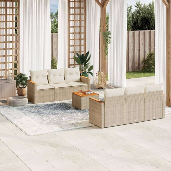 VidaXL Polyrattan Kerti Ülőgarnitúra - 7 részes - Bézs