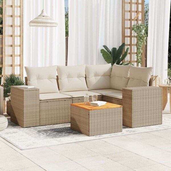 VidaXL Polyrattan Kerti Ülőgarnitúra - 5 részes - Bézs