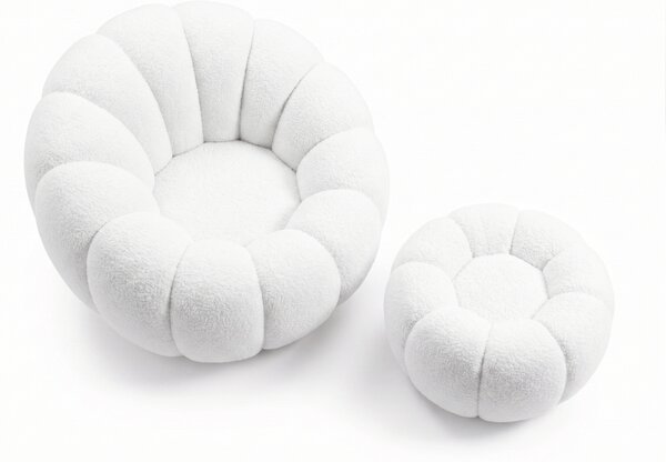 Design fotel BLOOM lábtartóval, fehér