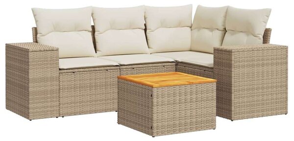 VidaXL Polyrattan Kerti Ülőgarnitúra - 5 részes - Bézs