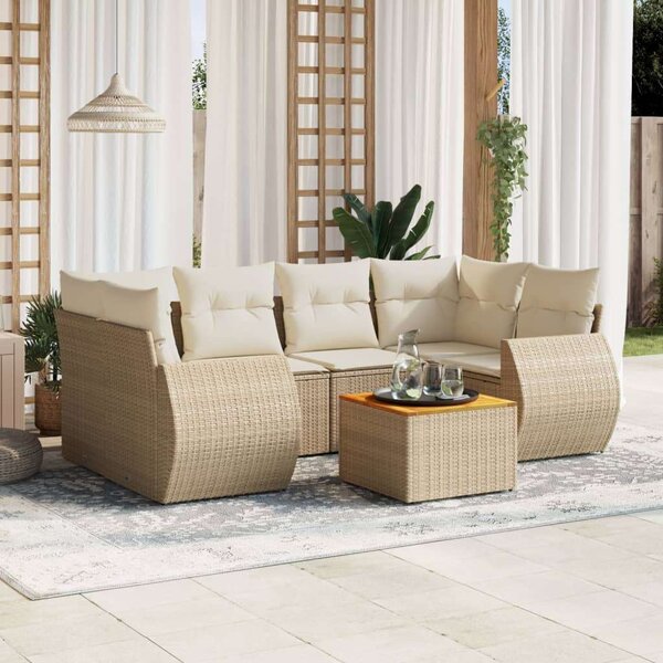 VidaXL Polyrattan Kerti Ülőgarnitúra - 7 részes - Bézs