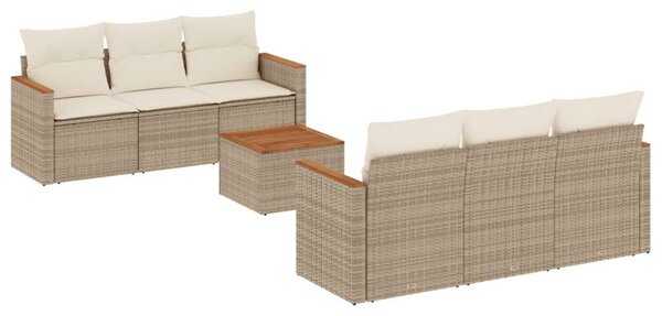 VidaXL Polyrattan Kerti Ülőgarnitúra - 7 részes - Bézs
