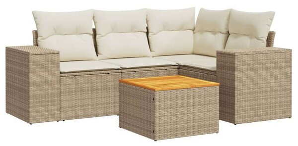 VidaXL Polyrattan Kerti Ülőgarnitúra - 5 részes - Bézs