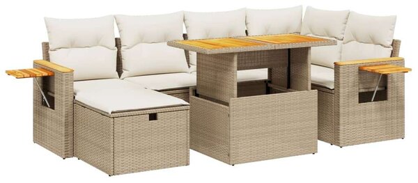 VidaXL Polyrattan Kerti Ülőgarnitúra - 7 részes - Bézs