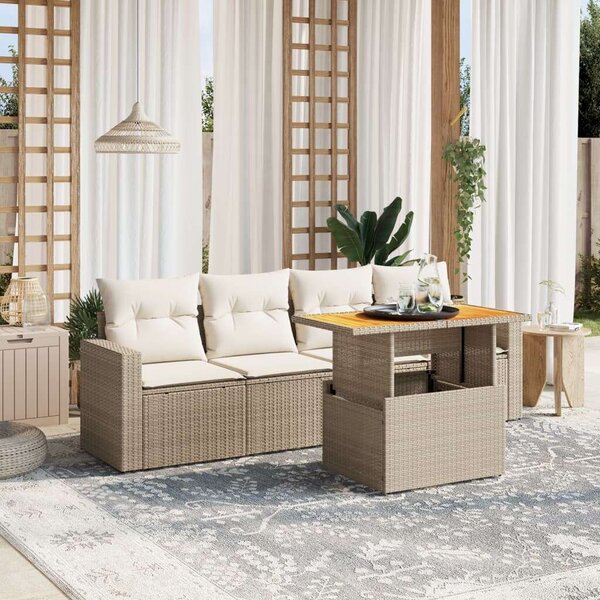 VidaXL Polyrattan Kerti Ülőgarnitúra - 5 részes - Bézs