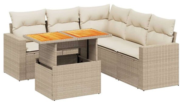 VidaXL Polyrattan Kerti Ülőgarnitúra - 6 részes - Bézs