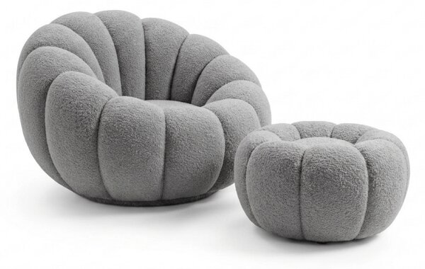 Design fotel BLOOM lábtartóval, szürke