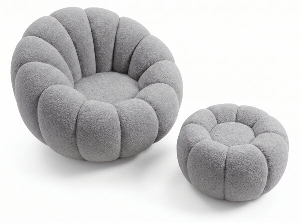 Design fotel BLOOM lábtartóval, szürke