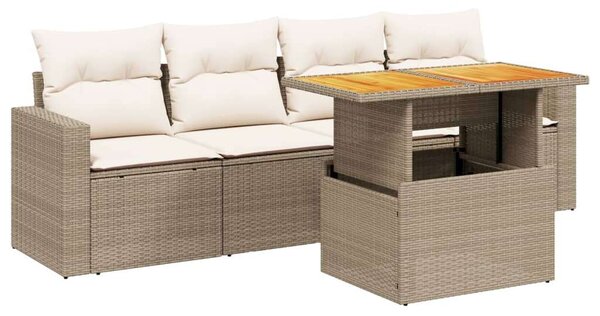 VidaXL Polyrattan Kerti Ülőgarnitúra - 5 részes - Bézs