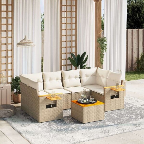 VidaXL Polyrattan Kerti Ülőgarnitúra - 7 részes - Bézs