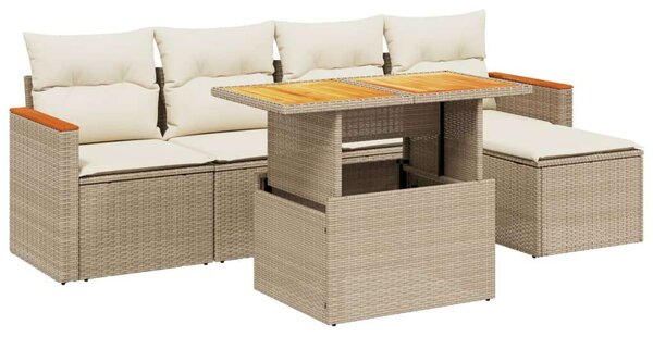 VidaXL Polyrattan Kerti Ülőgarnitúra - 6 részes - Bézs