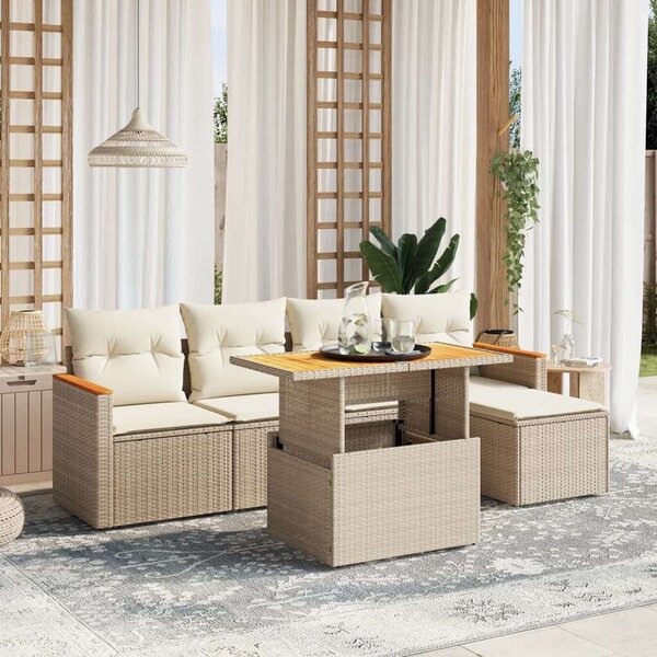 VidaXL Polyrattan Kerti Ülőgarnitúra - 6 részes - Bézs