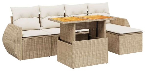 VidaXL Polyrattan Kerti Ülőgarnitúra - 6 részes - Bézs