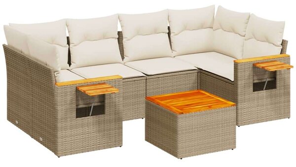 VidaXL Polyrattan Kerti Ülőgarnitúra - 7 részes - Bézs