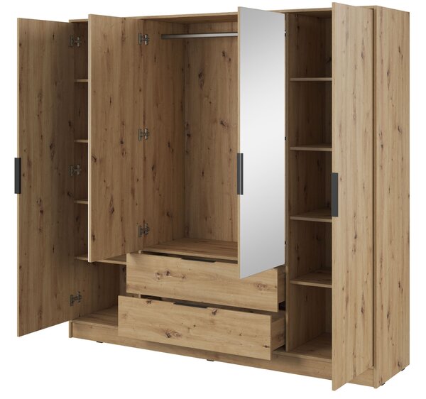 Kombinált szekrény 206 cm COSIMA tükörrel - artisan tölgyfa